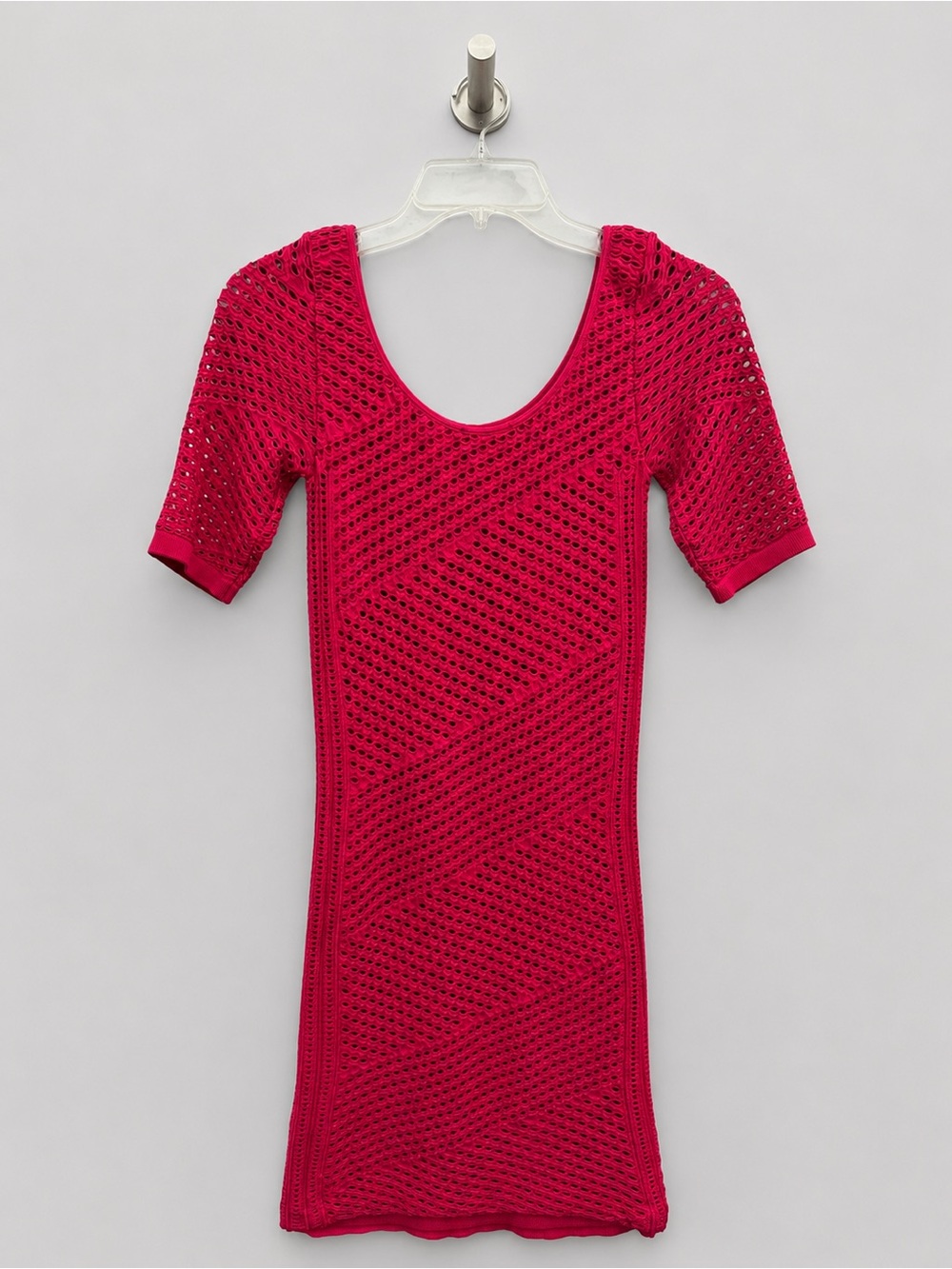 bebe Fuchsia Short Sleeve Scoop Neck Top - Picture 2 of 3